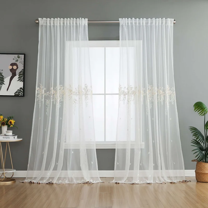Gardine Raschel Stickerei Design »Florenz« Multiband für Gardinenschiene und Gardinenstange Elegante Fensterdekoration 2023200