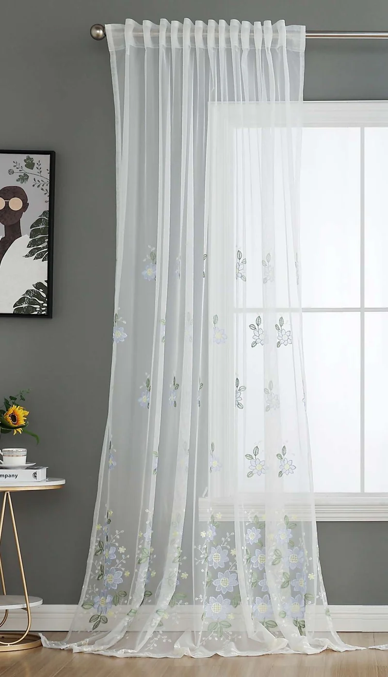 Gardine Raschel Stickerei Design »Florenz« Multiband für Gardinenschiene und Gardinenstange Elegante Fensterdekoration 2023200