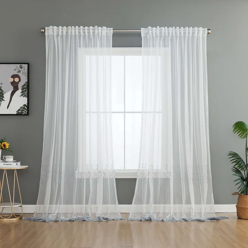 Gardine Raschel Stickerei Design »Florenz« Multiband für Gardinenschiene und Gardinenstange Elegante Fensterdekoration 2023200