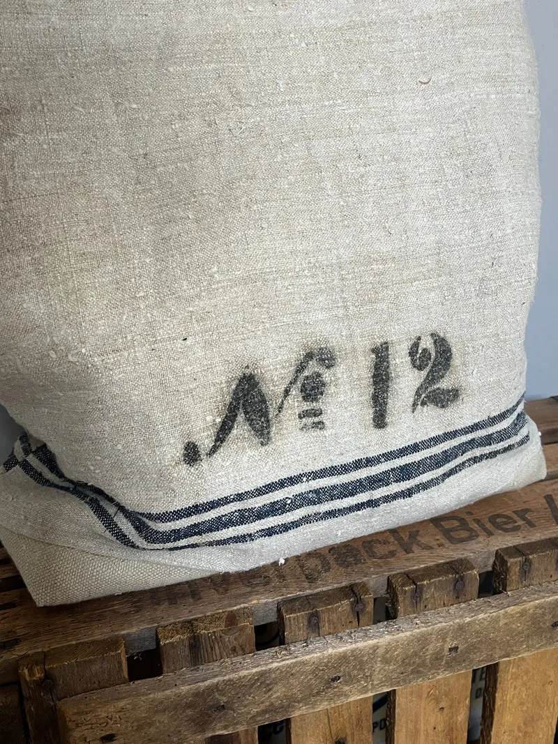 1923: Große Tasche Shopper mit Streifen und beeindruckender original Aufschrift