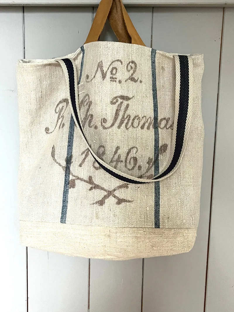 Rarität: Tasche Shopper mit Streifen aus Kornsack von 1846