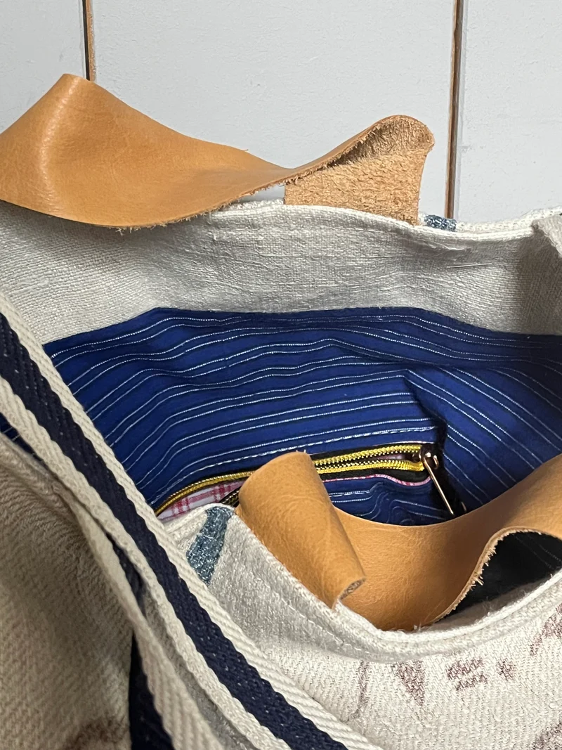 Rarität: Tasche Shopper mit Streifen aus Kornsack von 1846