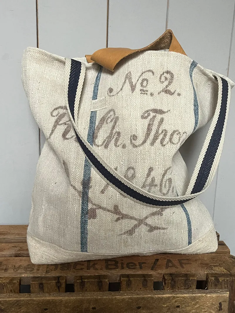 Rarität: Tasche Shopper mit Streifen aus Kornsack von 1846
