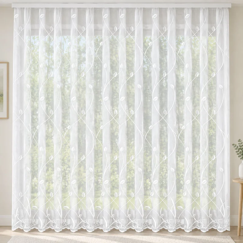Fensterstore Jacquard weiß mit Faltenband von Albani