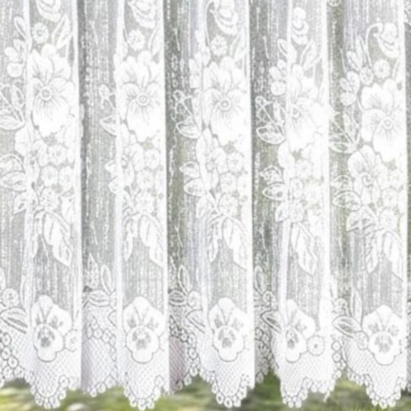 Fertigstore Jacquard Blumen weiß - halbtransparente Gardine von Albani