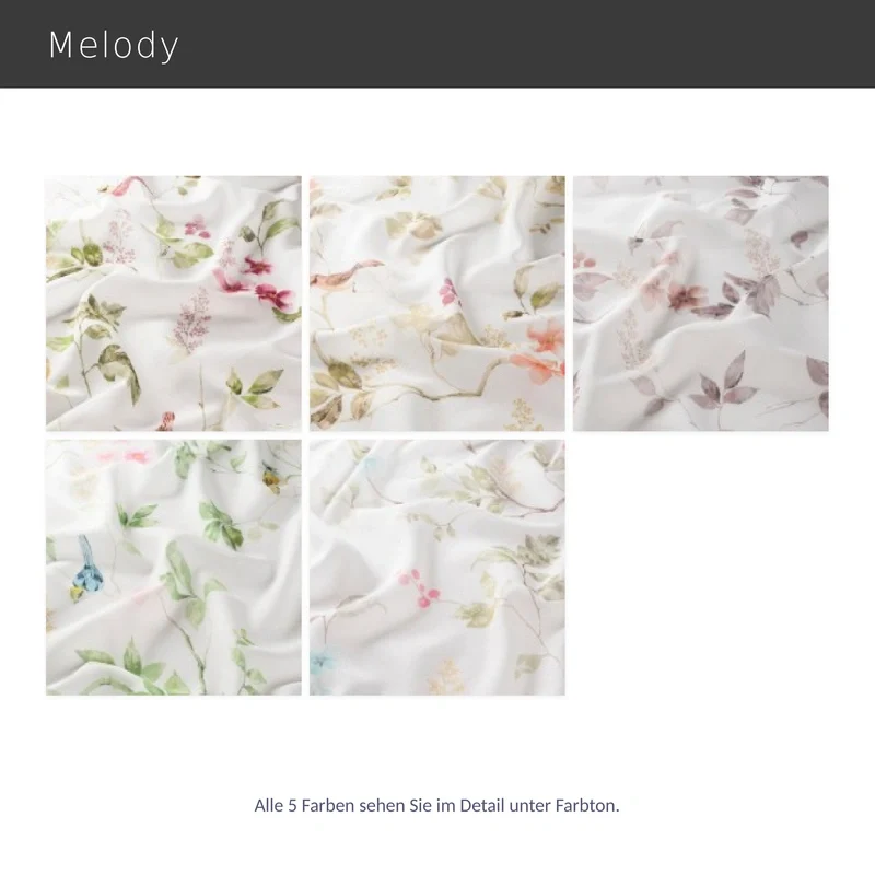 Melody – halbtransparenter Vorhang nach Maß mit Blumenmuster Leinenoptik Floral Landhaus