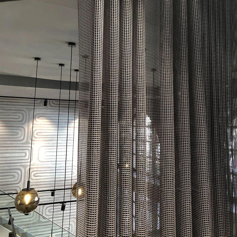 Knit – eleganter Design-Vorhang nach Maß in moderner Netzoptik Architektur halbtransparent