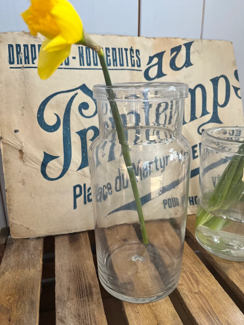 Altes belgisches Vorratsglas Vase mit umgeschlagenem Rand