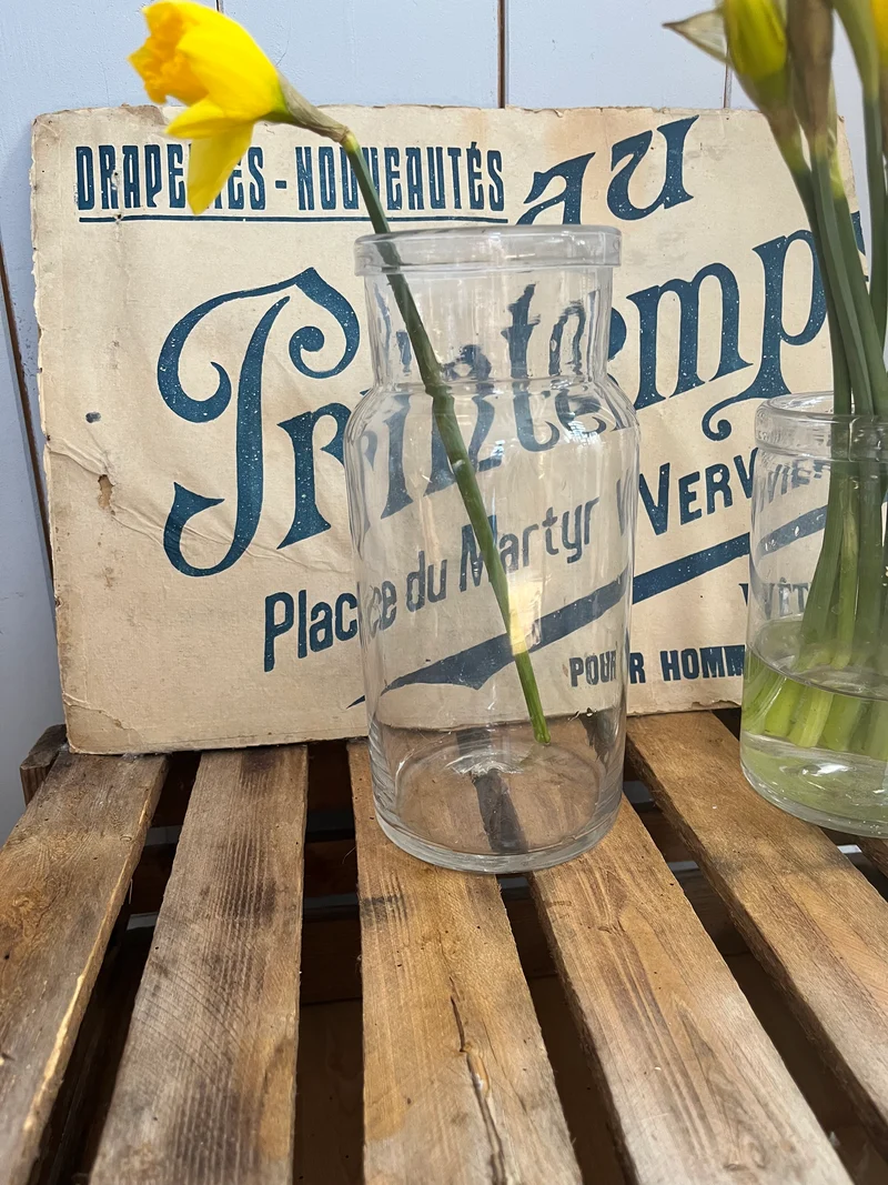 Altes belgisches Vorratsglas Vase mit umgeschlagenem Rand