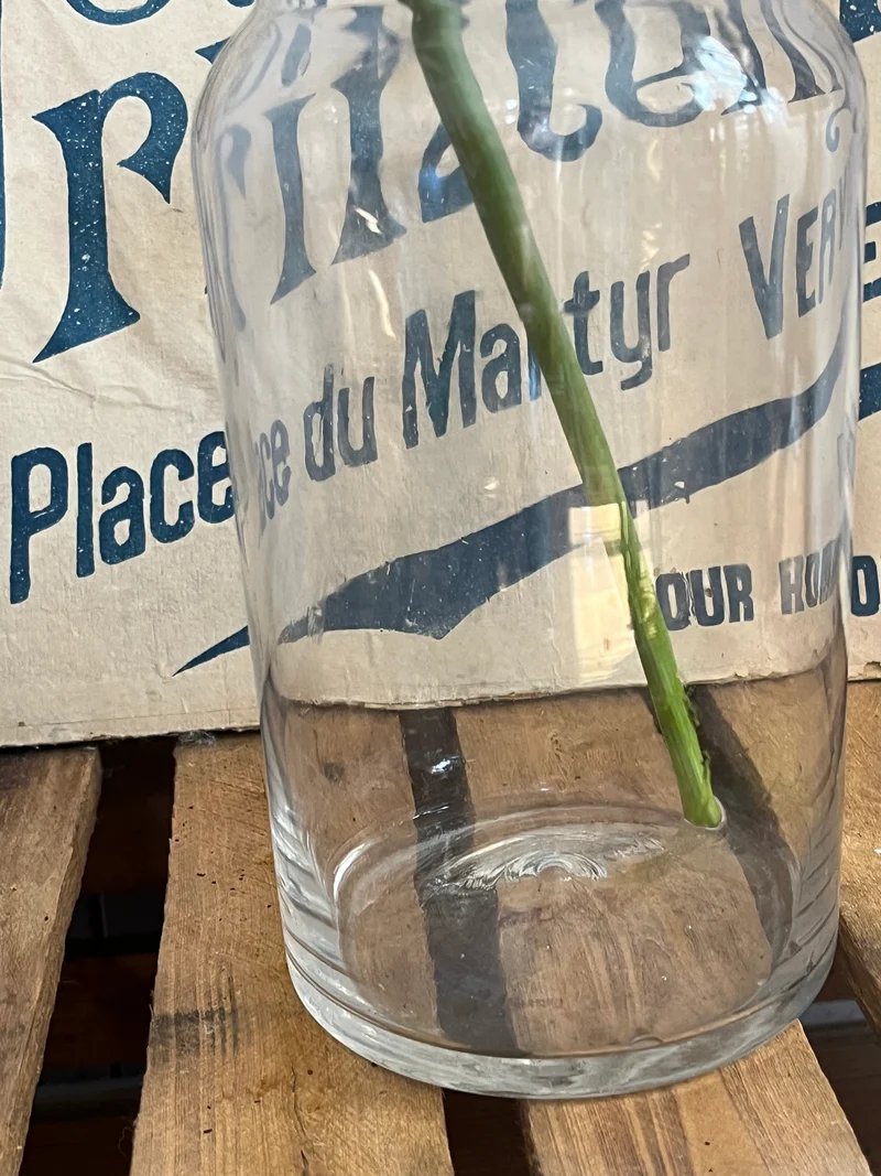 Altes belgisches Vorratsglas Vase mit umgeschlagenem Rand