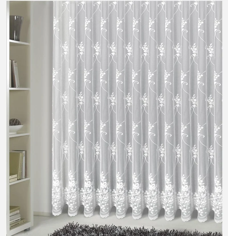 Fensterstore Jacquard "Eni/Sina" - weiße Gardine mit Faltenband von Albani