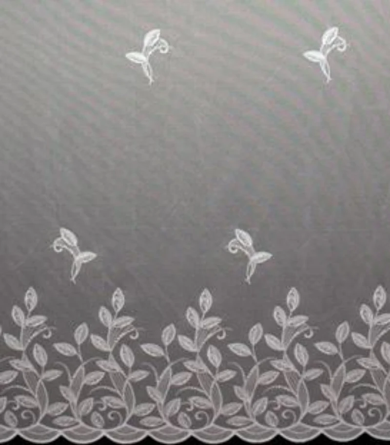 Jacquard Blumenfensterstore weiß - Fertigstore von Albani