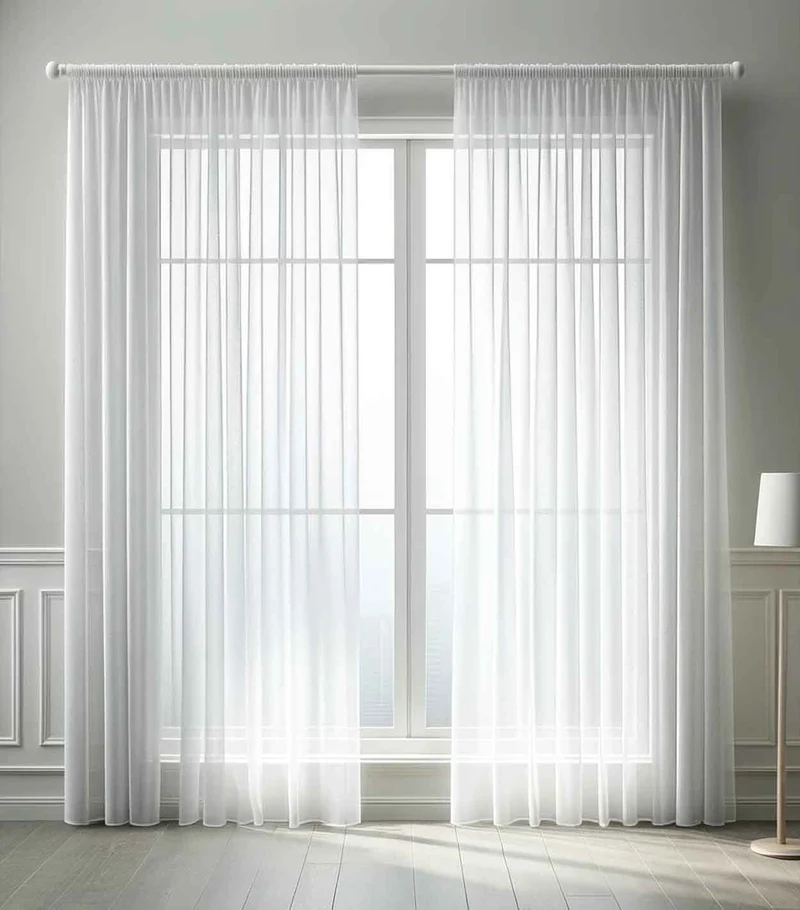 Weiße Voile Gardine dicht gewebt transparent Bleibandabschluss Tunneldurchzug 8 cm Gardinenband maschinenwaschbar verschiedene Größen 610011N