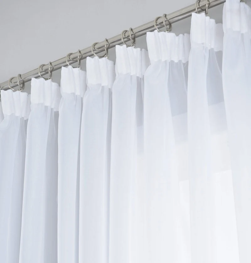 Weiße Voile Gardine dicht gewebt transparent Bleibandabschluss Tunneldurchzug 8 cm Gardinenband maschinenwaschbar verschiedene Größen 610011N