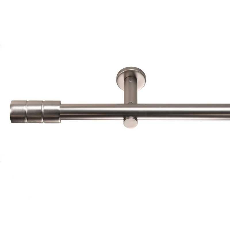 Gardinenstange auf Maß 25mm 1-läufig Edelstahl-optik mit Zylinder - Serie Style