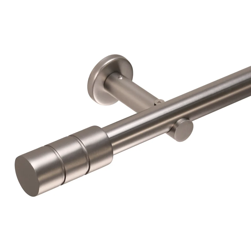 Gardinenstange auf Maß 25mm 1-läufig Edelstahl-optik mit Zylinder - Serie Style