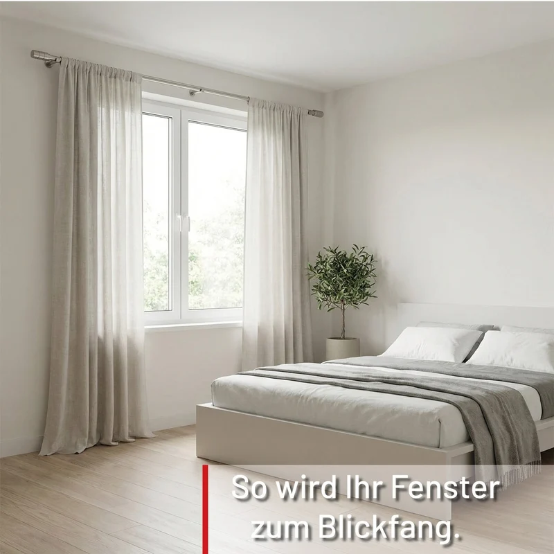 Gardinenstange auf Maß 25mm 1-läufig Edelstahl-optik mit Zylinder - Serie Style