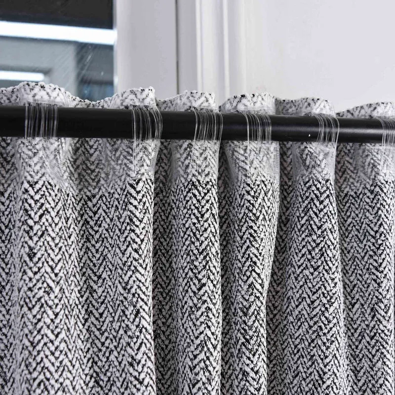 2 Vorhänge Chenille Vorhang Bouclé-Struktur HxB 245x140 cm Weiß Schwarz »MONTANA« Multiband-Aufhängung Pflegeleicht 2023330-2