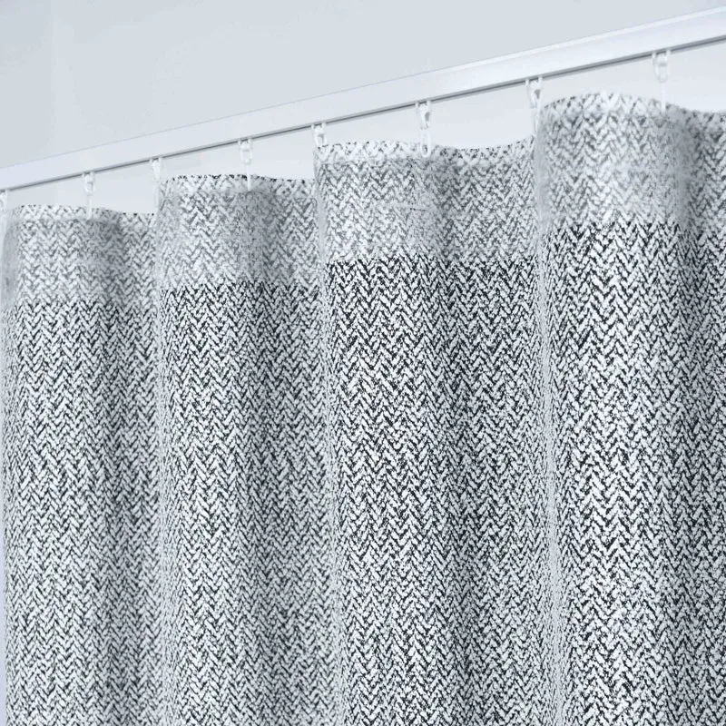 2 Vorhänge Chenille Vorhang Bouclé-Struktur HxB 245x140 cm Weiß Schwarz »MONTANA« Multiband-Aufhängung Pflegeleicht 2023330-2
