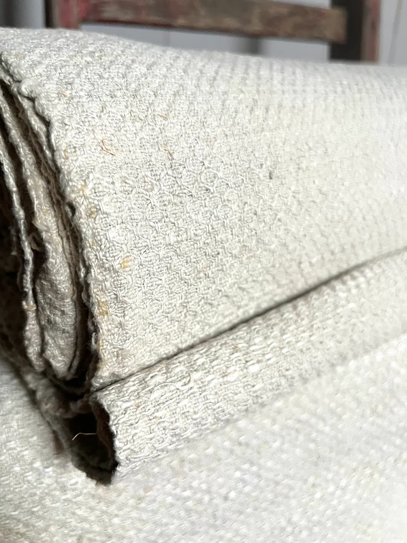 6 Meter sehr altes, kräftiges Leinen mit Wabenstruktur