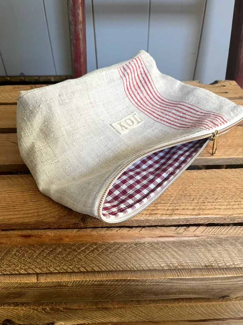Kosmetiktasche aus altem Leinen - kleiner Shopper