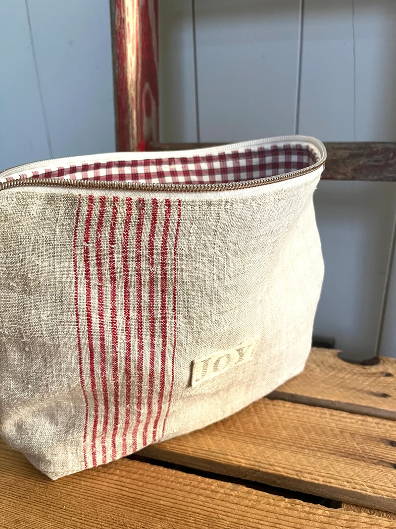 Kosmetiktasche aus altem Leinen - kleiner Shopper