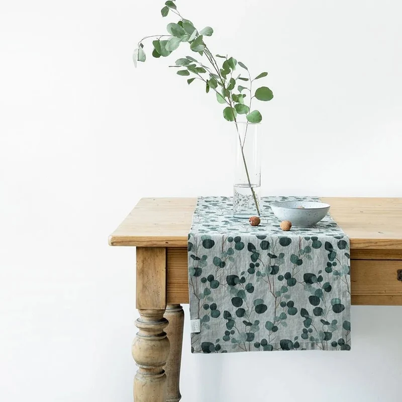 Leinen-Tischläufer Eukalyptus