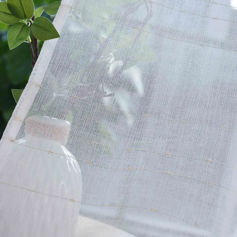 2er Set Transparente Gardine HxB 245x145 cm Weiß »DOHA« in Leinen-Optik mit Glänzendem Garn - Moderne Linien-Design, Pflegeleicht 2023490-2