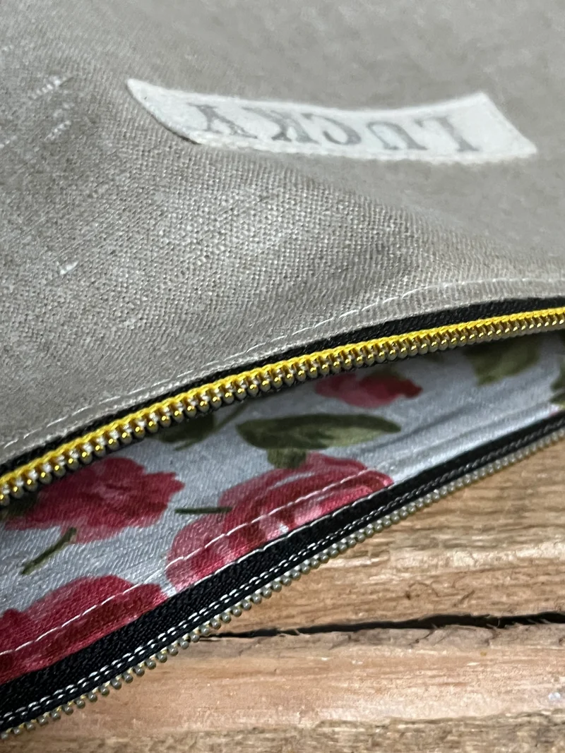 Kosmetiktasche aus altem Leinen - kleiner Shopper