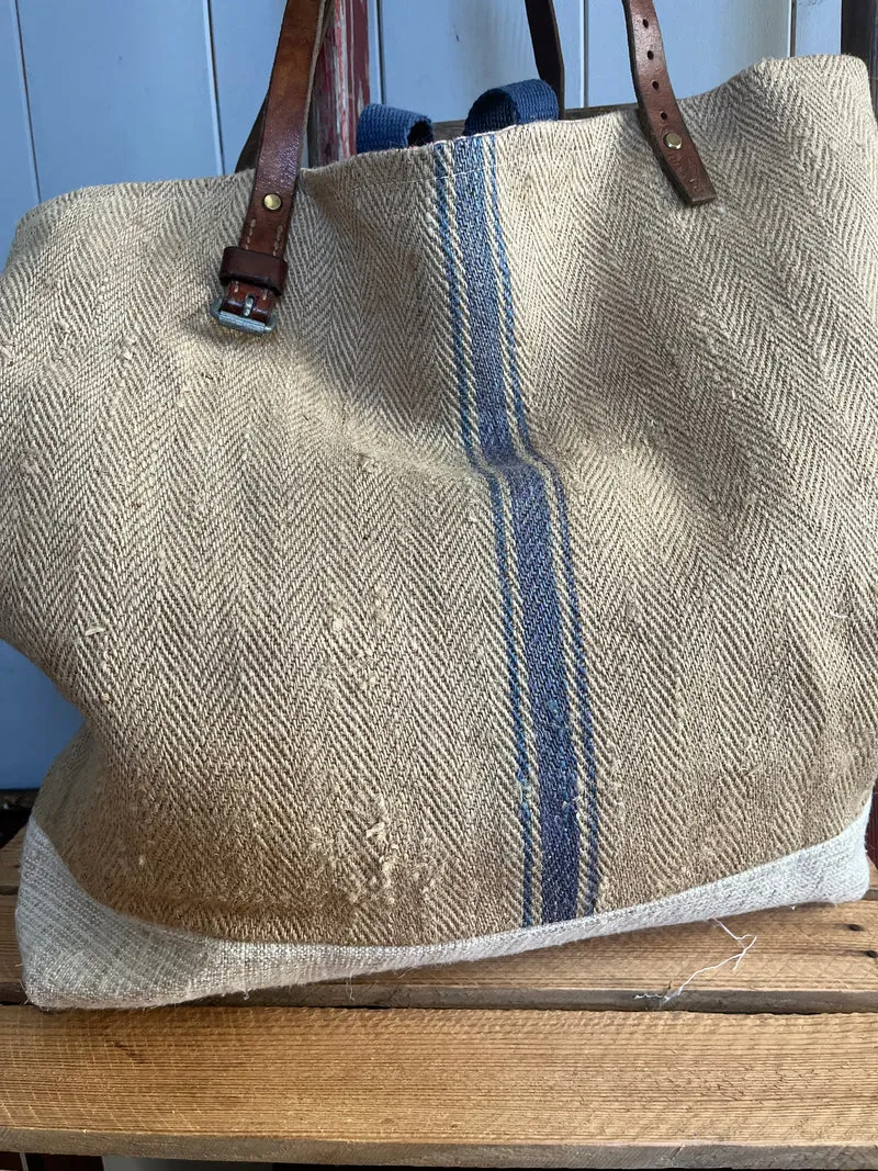 Very Vintage: XL Tasche Shopper mit Streifen und Aufschrift