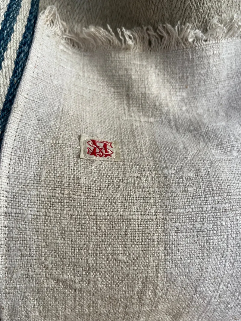 Stripes: große Tasche aus kräftigem altem Leinensack