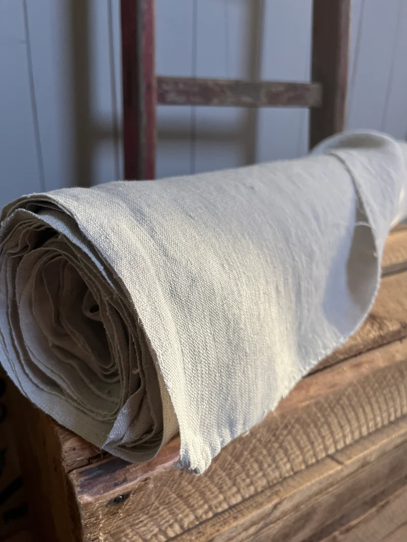 7,5 Meter 120 Jahre altes Leinen, bildschön, kräftiges, handgewebtes Bauernleinen sauber