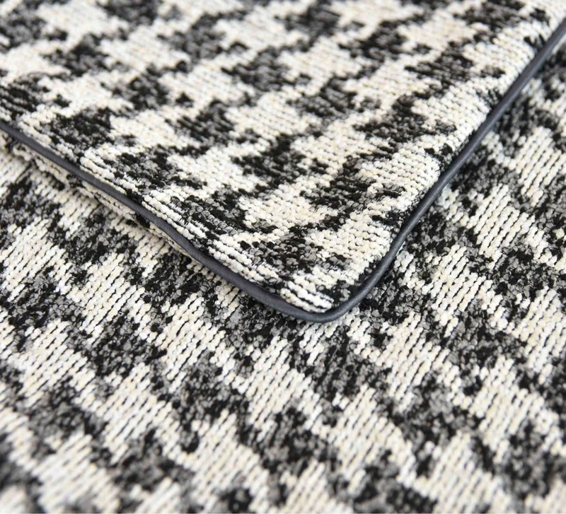 2er Set Kissen LxB 40x40 cm Creme Schwarz »PARIS« mit Füllung Ausgefallenes Hahnentritt-Muster schwarzes Paspelband 2023320K-2