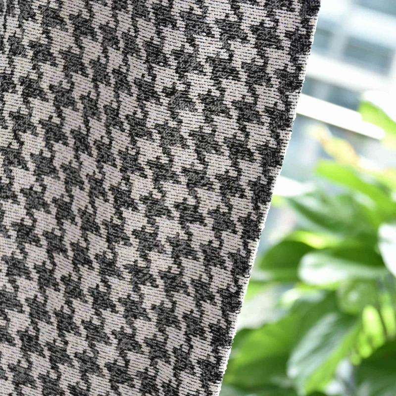 2er Set Vorhänge HxB 245x140 cm Creme Schwarz Hahnentritt-Muster »PARIS« Flexible Multiband Aufhängung Elegant Pflegeleicht 2023320-2