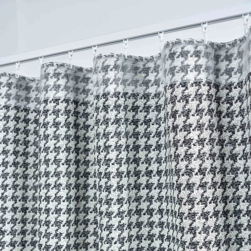 2er Set Vorhänge HxB 245x140 cm Creme Schwarz Hahnentritt-Muster »PARIS« Flexible Multiband Aufhängung Elegant Pflegeleicht 2023320-2