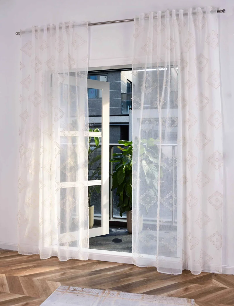 2er Set Gardine »VALENCIA« Multiband Aufhängung Scherli Transparent Leinen-Optik 2023400-408S-2