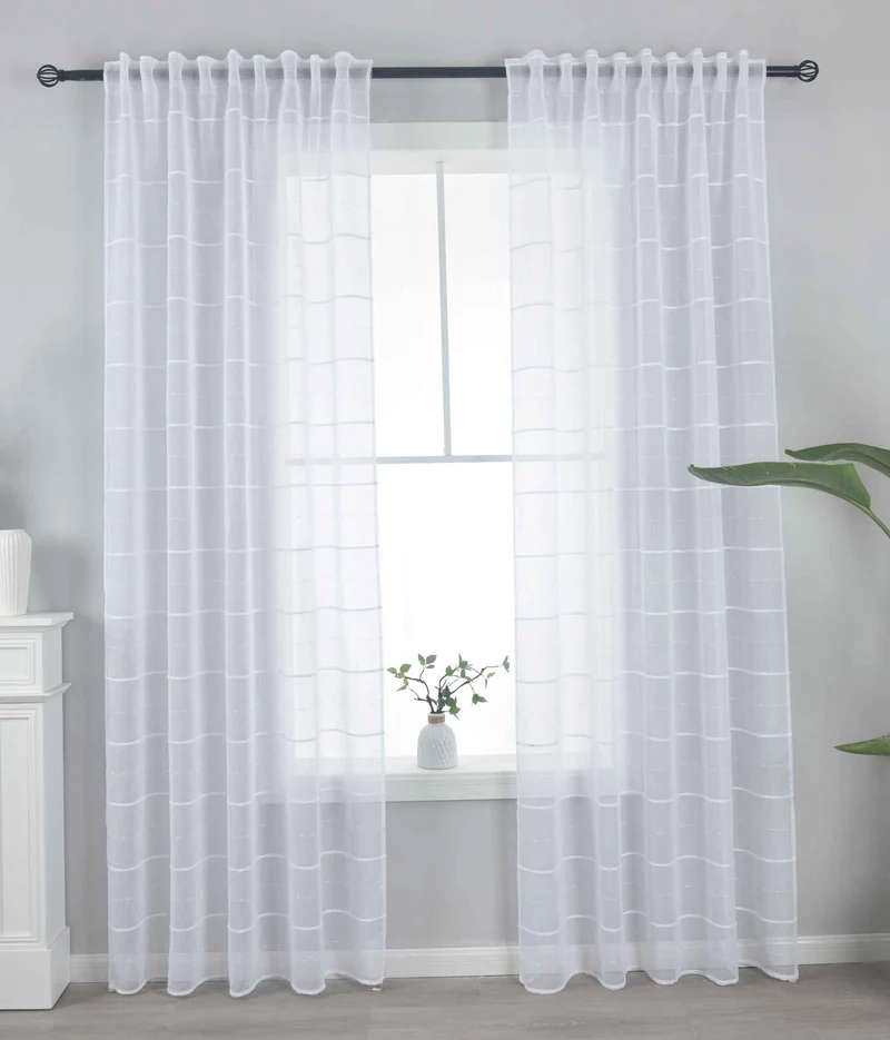 2er Set Gardine »VALENCIA« Multiband Aufhängung Scherli Transparent Leinen-Optik 2023400-408S-2