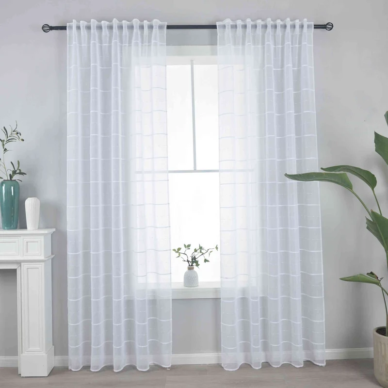 2er Set Gardine »VALENCIA« Multiband Aufhängung Scherli Transparent Leinen-Optik 2023400-408S-2