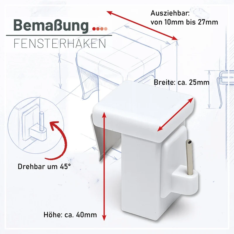 Fensterhaken Weiß Universal