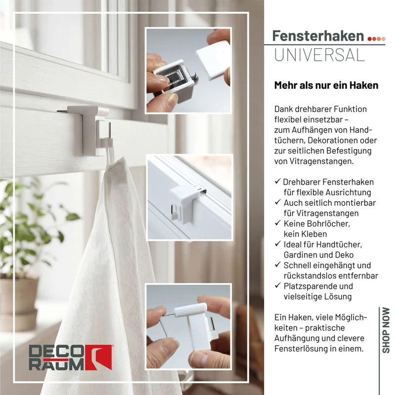 Fensterhaken Weiß Universal