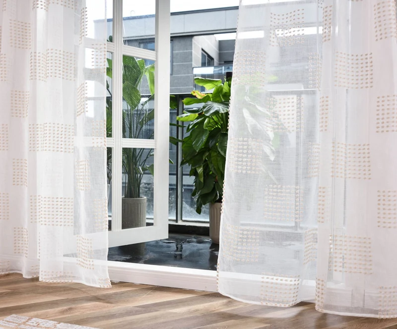 Gardine HxB 245x140 cm Natur Taupe Geo »VALENCIA« Multiband Aufhängung Scherli Transparent Leinen-Optik 2023480