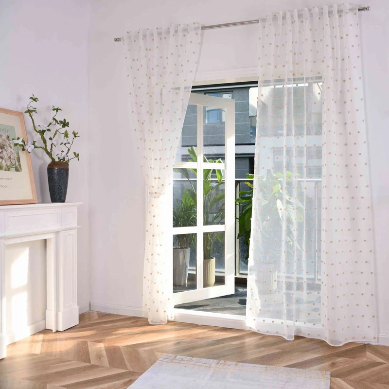 Gardine HxB 245x140 cm Natur Taupe Pompom »VALENCIA« Multiband Aufhängung Scherli Transparent Leinen-Optik 2023470