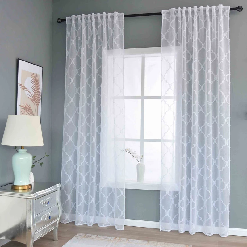 Gardine HxB 245x140 cm Natur Lacework »VALENCIA« Multiband Aufhängung Scherli Transparent Leinen-Optik 2023440