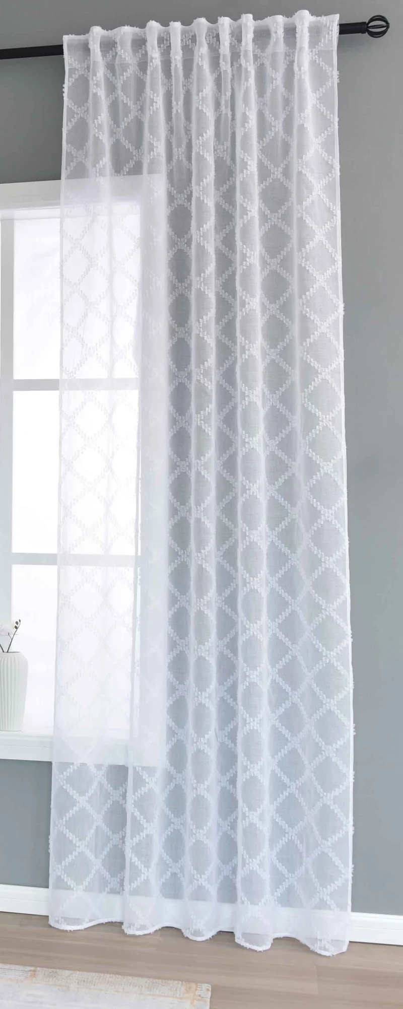 Gardine HxB 245x140 cm Natur Diamond »VALENCIA« Multiband Aufhängung Scherli Transparent Leinen-Optik 2023430