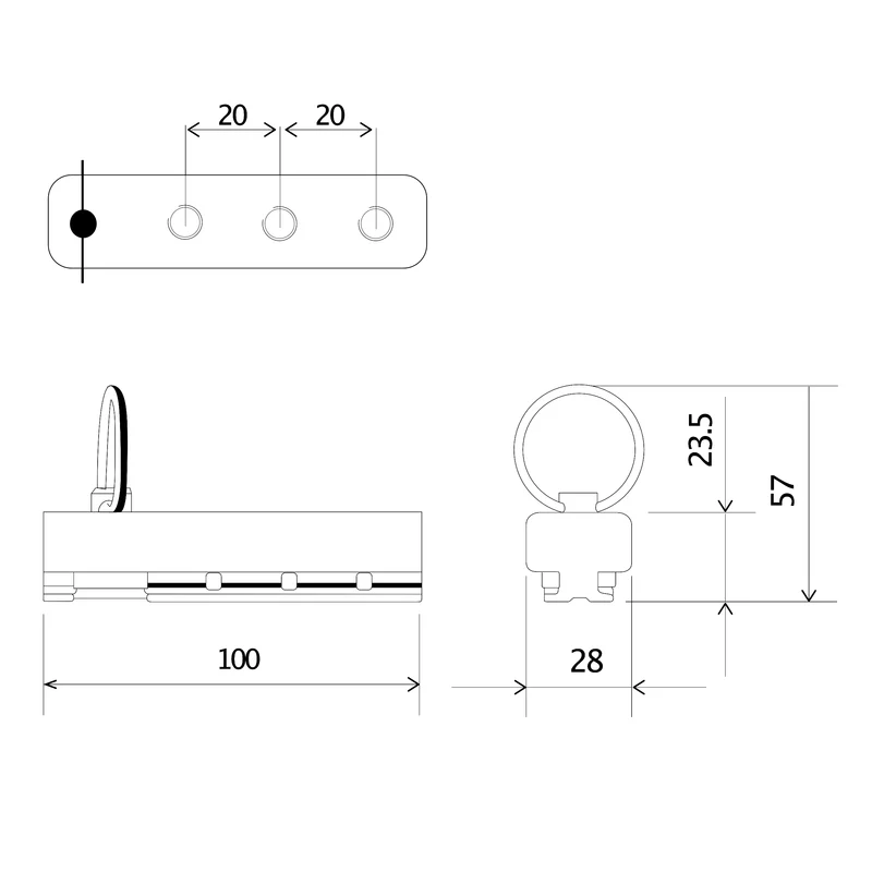Adapterfitting 3x M8 für Airlineschienen entnehmbar