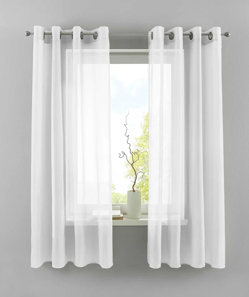 2er Set Ösengardinen Transparent »Basel« Gardine Bleiband Store Vorhang 20332TR2