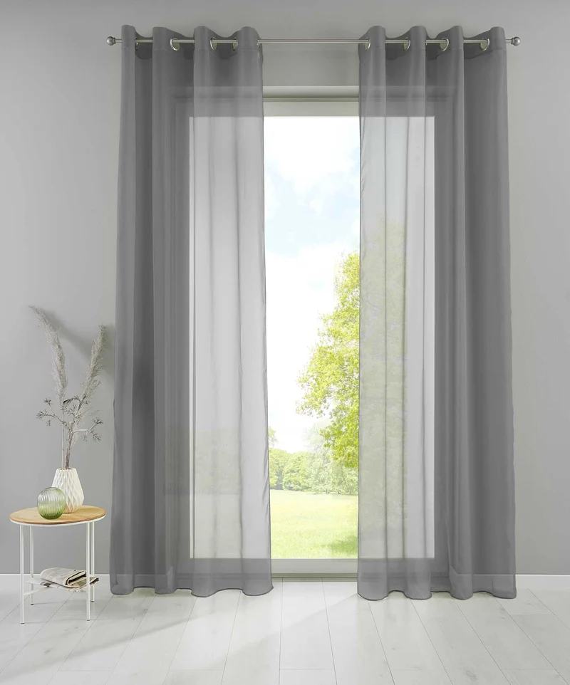 2er Set Ösengardinen Transparent »Basel« Gardine Bleiband Store Vorhang 20332TR2
