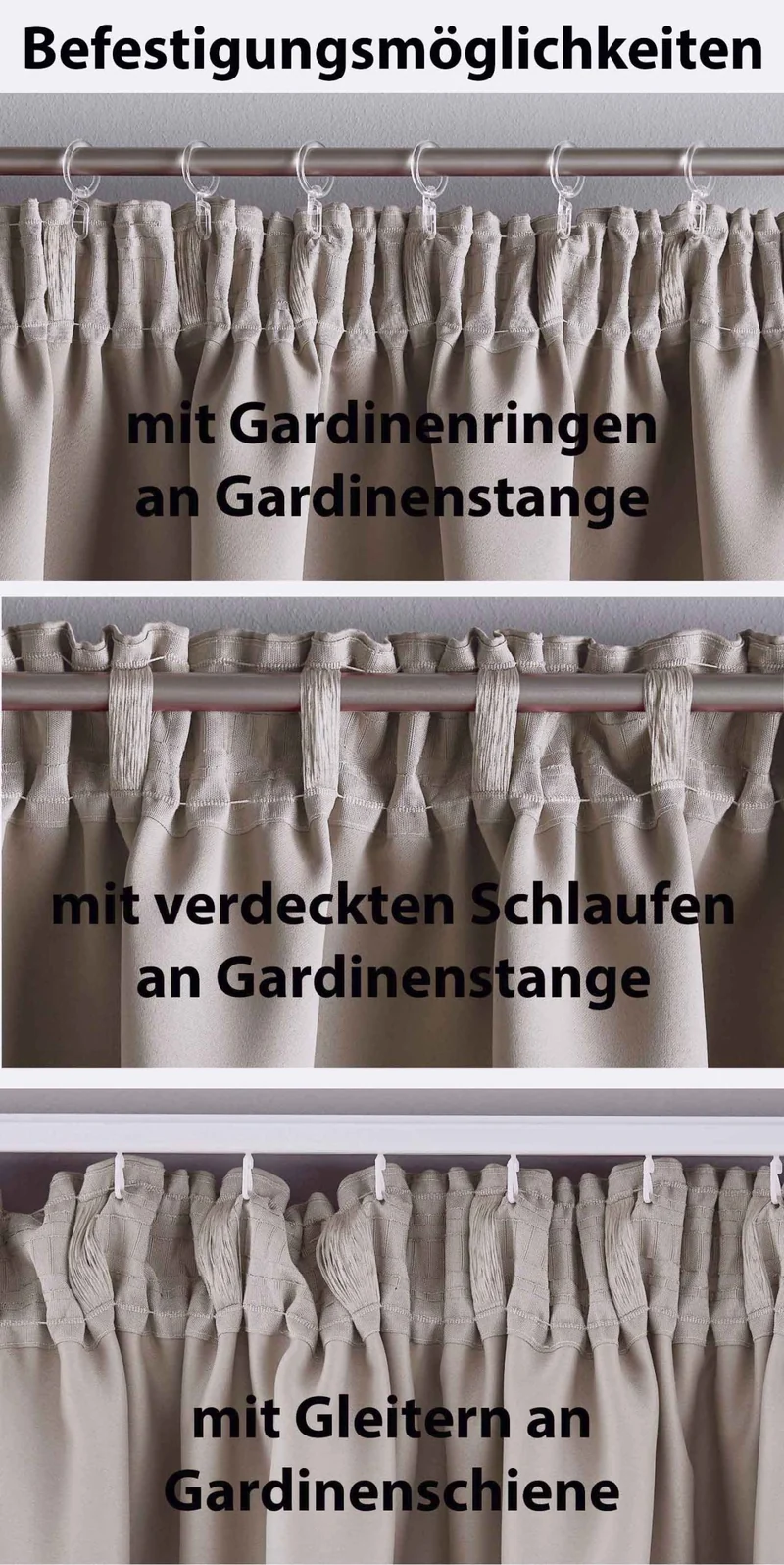 2er Set Verdunkelungsvorhänge Blickdicht »NewYork« verdeckte Schlaufen Thermo-Gardine Blackout schalldämmend Kräuselband 202020610-2