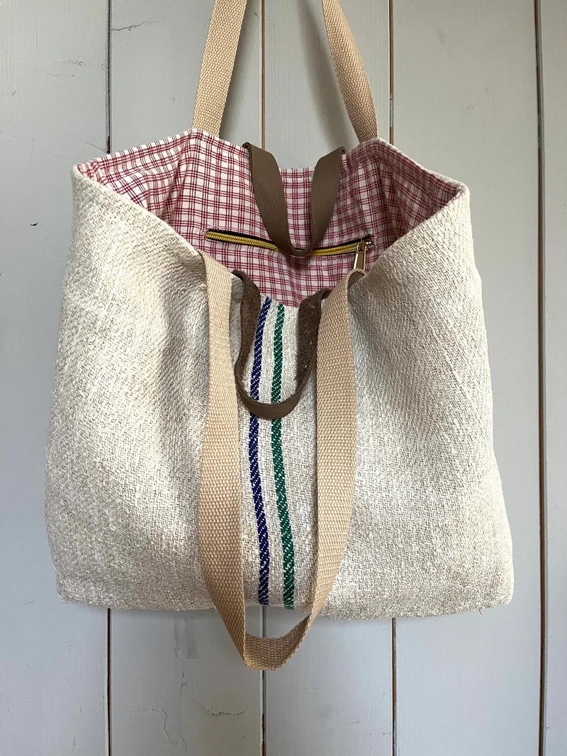 Tasche Shopper mit Streifen aus Kornsack