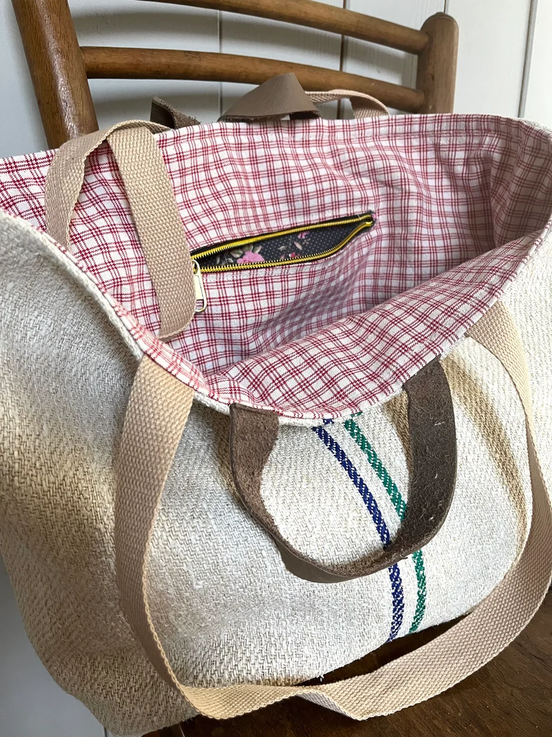 Tasche Shopper mit Streifen aus Kornsack